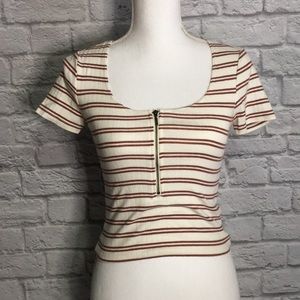 Striped Zip Up Tee